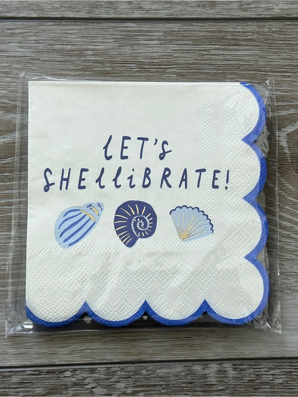 NWT Let’s Shellibrate! Beverage Cocktail Napkin Sea Shells Package of 20